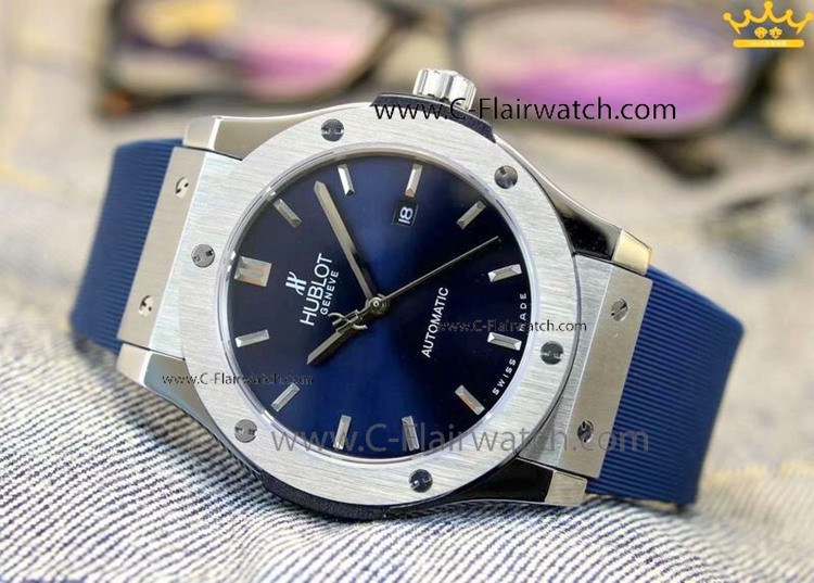 Best Quality Fake Hublot Classic Fusion Watch SS Blue Dial 43mm